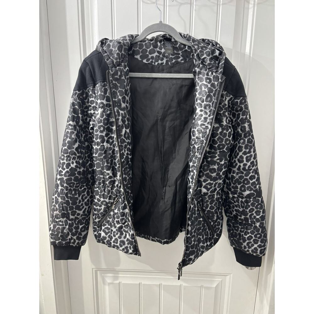 Puffer Jacket Animal Print Bisou Bisou Women’s Size M black/white - Picture 4 of 11